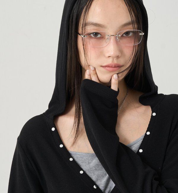  「スクエアリムレスメガネ」|ピアス|シルバー