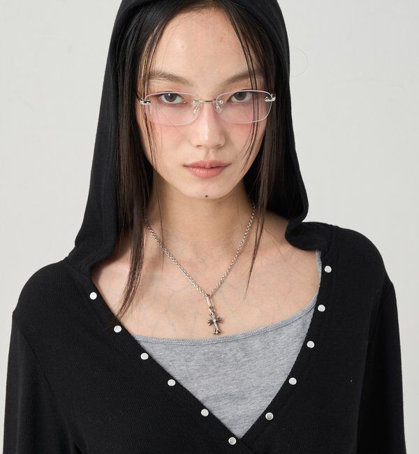  「スクエアリムレスメガネ」|ピアス|