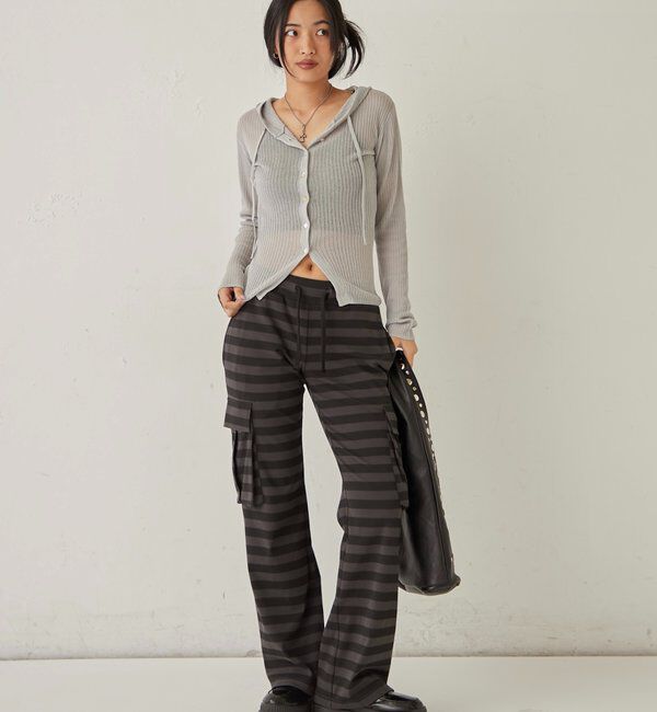  「シアーリブニットナローフーディ」|カーディガン|