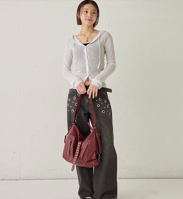  「シアーリブニットナローフーディ」|カーディガン|