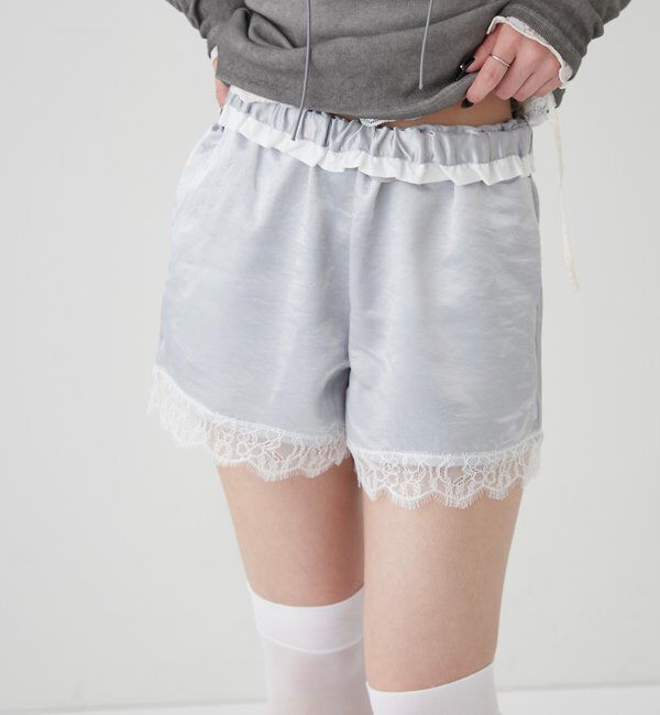  「ダブルウエストサテンロゴショーツ」|チノ|