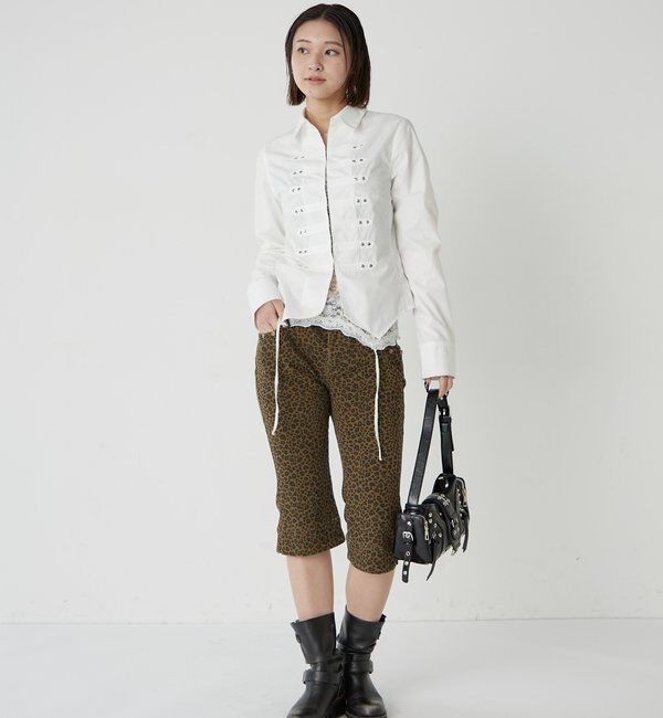  「ストレッチスタッズカプリパンツ」|チノ|