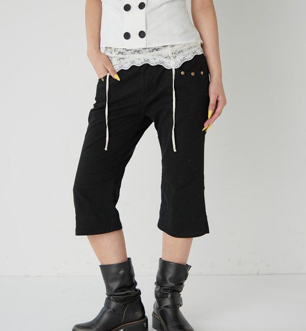  「ストレッチスタッズカプリパンツ」|チノ|