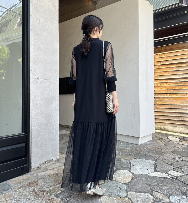  「【オケージョン/サイズ展開あり/人気につき再販】チュールハイネックワンピース」|ワンピース|