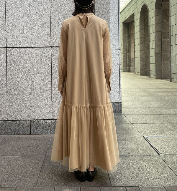  「【オケージョン/サイズ展開あり/人気につき再販】チュールハイネックワンピース」|ワンピース|