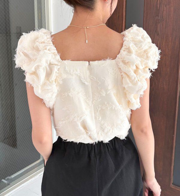  「【SNSで話題！/オケージョンにも◎】ジャガードパフショルダートップス」|シャツ・ブラウス|