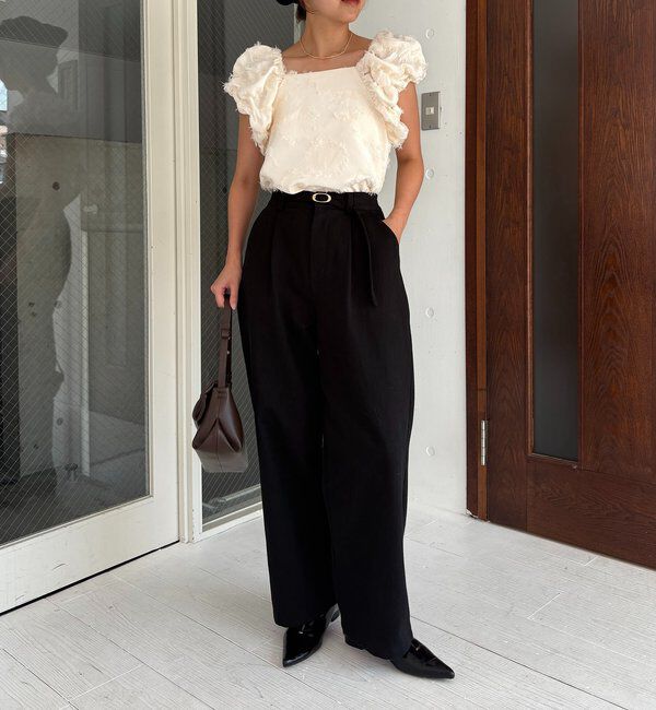  「【SNSで話題！/オケージョンにも◎】ジャガードパフショルダートップス」|シャツ・ブラウス|