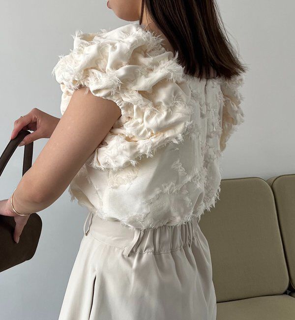  「【SNSで話題！/オケージョンにも◎】ジャガードパフショルダートップス」|シャツ・ブラウス|