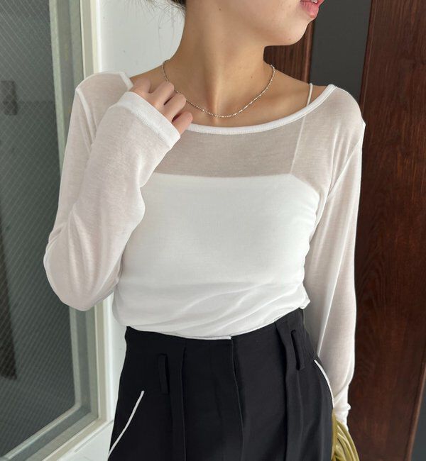  「【前後2WAY】2WAYボートネックシアーロンT」|Tシャツ・カットソー|