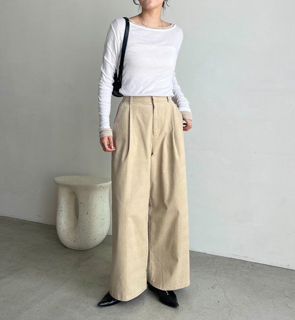  「【前後2WAY】2WAYボートネックシアーロンT」|Tシャツ・カットソー|