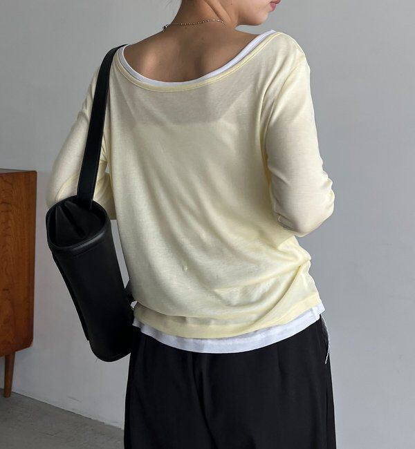  「【前後2WAY】2WAYボートネックシアーロンT」|Tシャツ・カットソー|