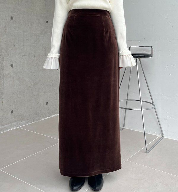  「【低身長サイズあり】ベロアIラインスカート」|スカート|