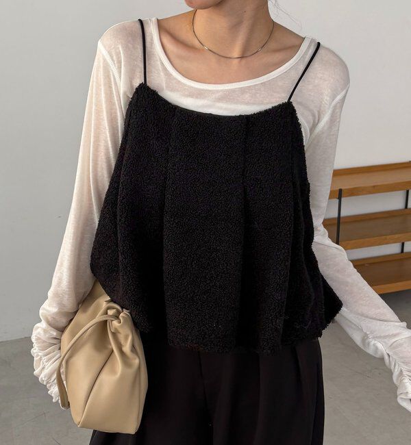  「ボアフレアキャミ」|シャツ・ブラウス|ブラック