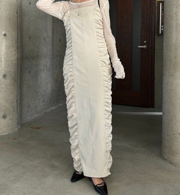  「【セレモニーシーンにも◎】ギャザーキャミワンピース」|ワンピース|