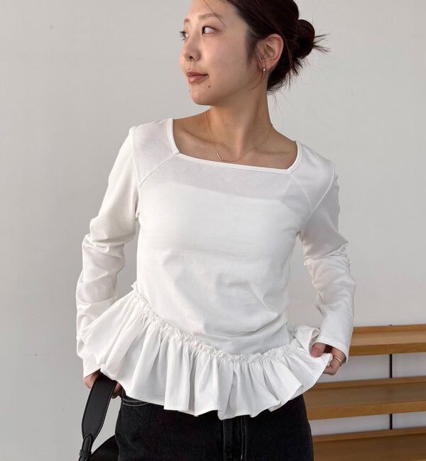  「【前後2WAY】アシメフリルロンT」|Tシャツ・カットソー|