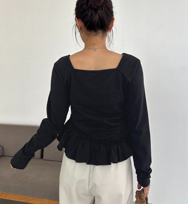  「【前後2WAY】アシメフリルロンT」|Tシャツ・カットソー|