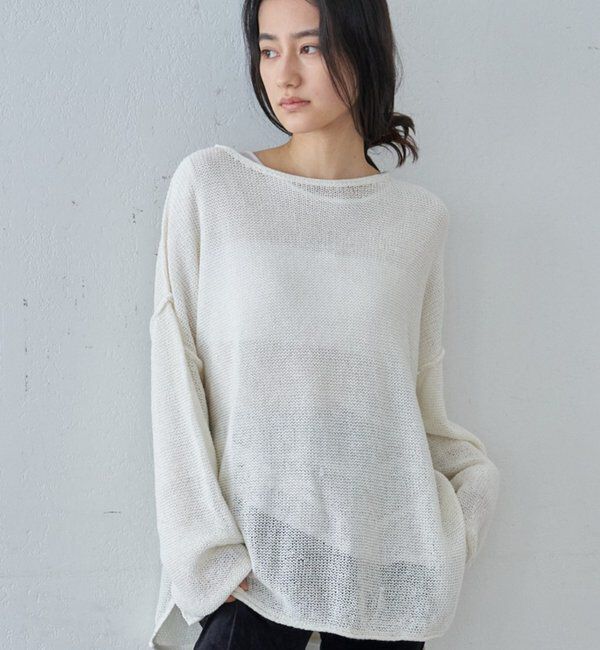  「リネンオーバーニット」|ニット・セーター|オフホワイト