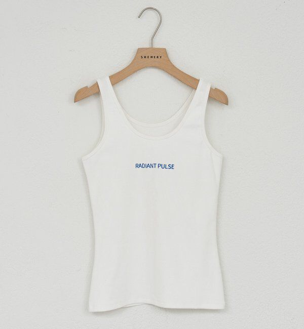  「刺繍リブタンクトップ」|キャミソール|オフホワイト