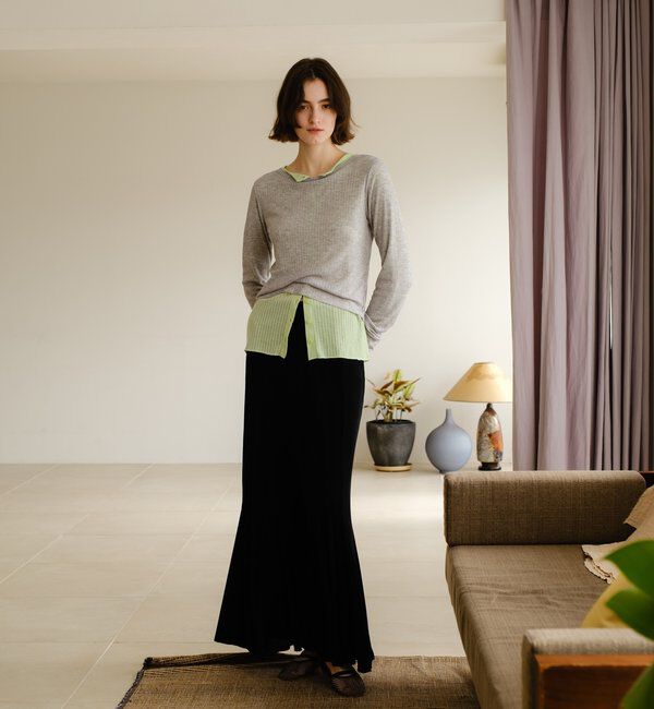  「シアーリブフレアースカート」|スカート|