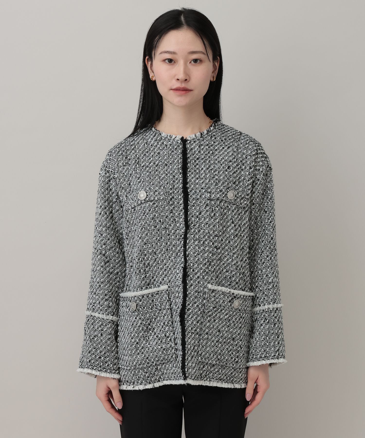 A part by 「【Sサイズ展開・セットアップ対応】ツイードノーカラージャケット」|ノーカラーコート|