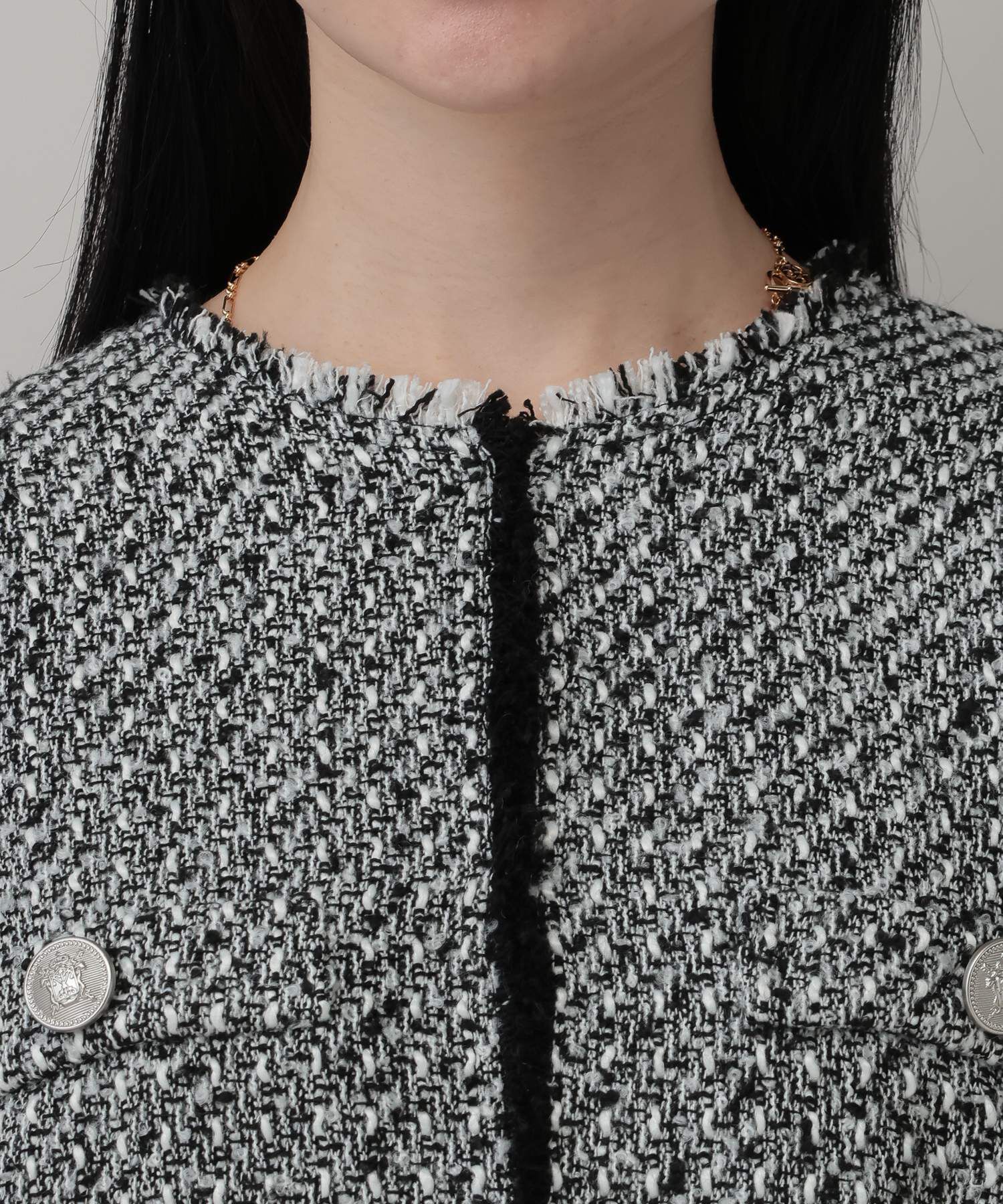 A part by 「【Sサイズ展開・セットアップ対応】ツイードノーカラージャケット」|ノーカラーコート|