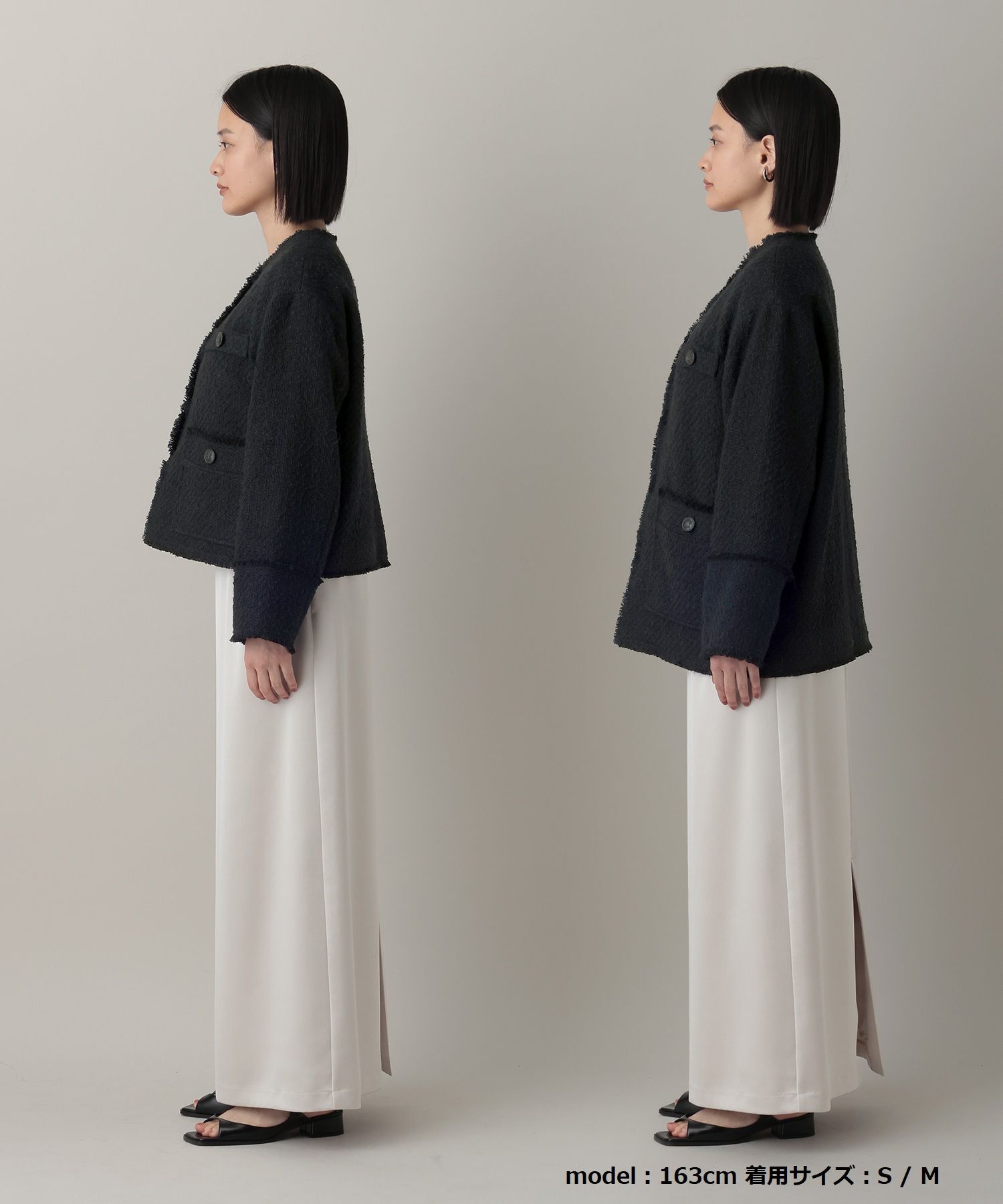 A part by 「【Sサイズ展開・セットアップ対応】ツイードノーカラージャケット」|ノーカラーコート|