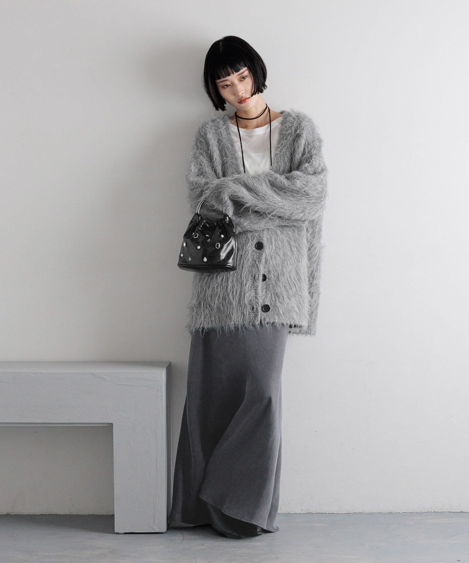 LOWRYS FARM「シャギーロングVカーディガン」|ニット・セーター|