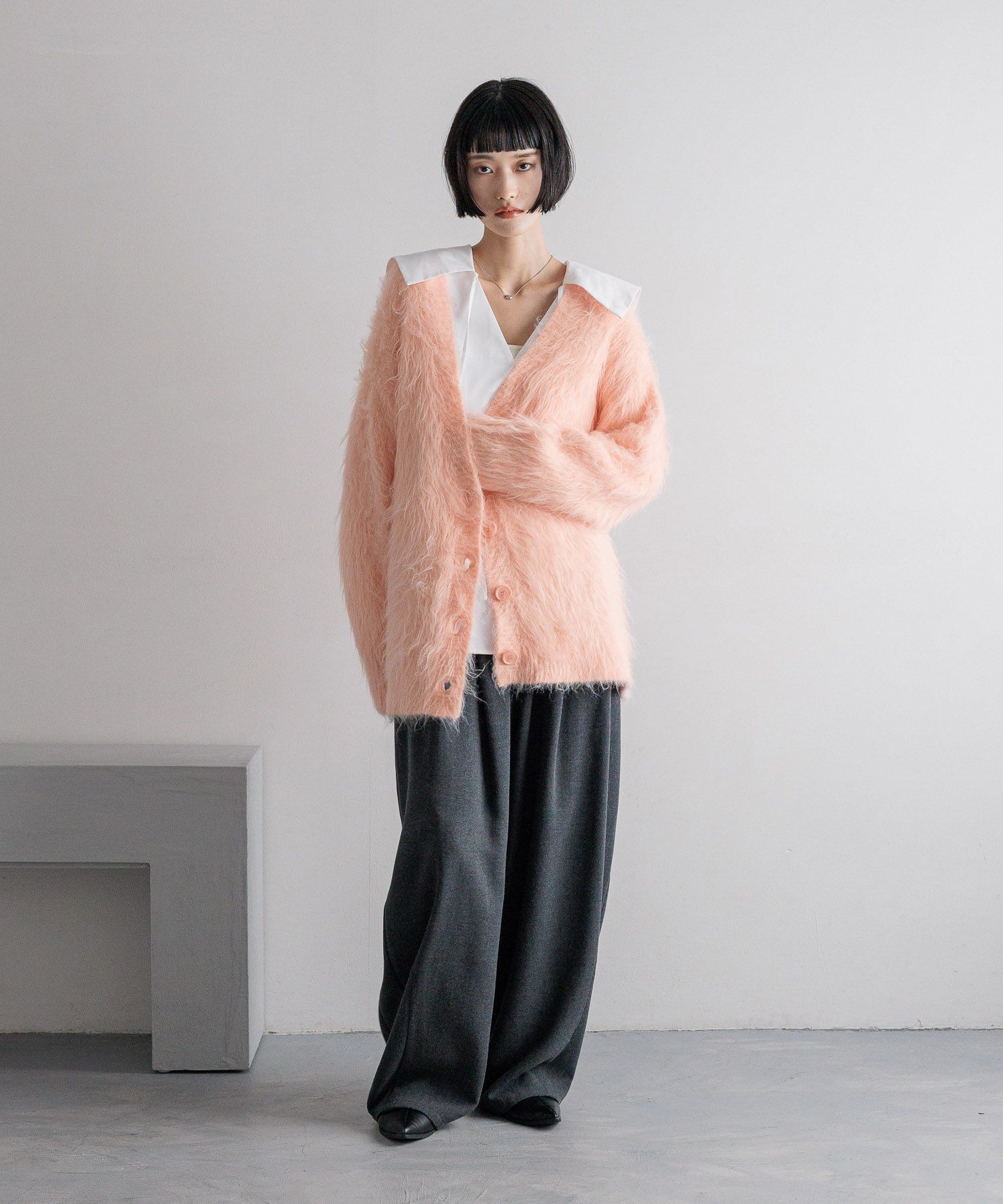 LOWRYS FARM「シャギーロングVカーディガン」|ニット・セーター|