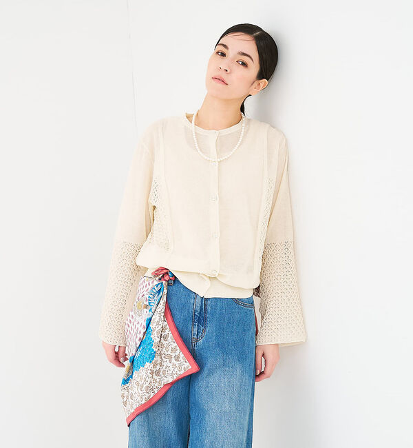 collex「リネンタッチ透かし柄カーディガン」|カーディガン|
