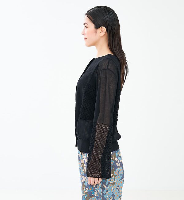 collex「リネンタッチ透かし柄カーディガン」|カーディガン|