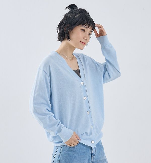 collex「シアーラインカーディガン」|カーディガン|ライトブルー