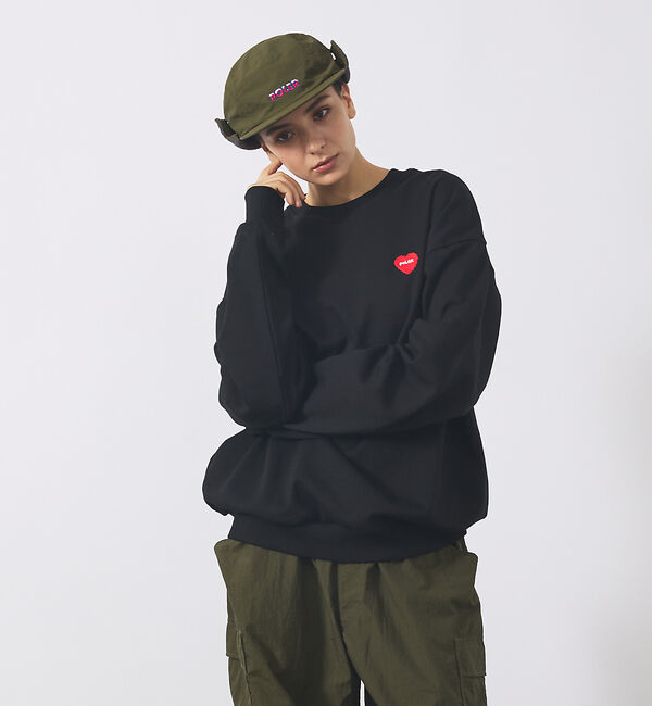 ABAHOUSE「【POLER / ポーラー】HEART LOGO EMBROIDERY CREW」|スウェット・ジャージ|ブラック