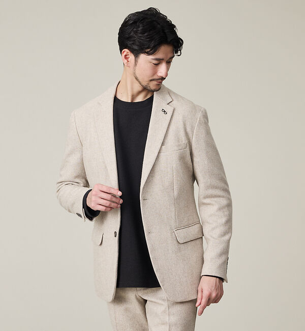 ABAHOUSE「【カシミヤブレンド】ウール ツイルジャケット / セットアップ対応」|テーラードジャケット|ライトベージュ