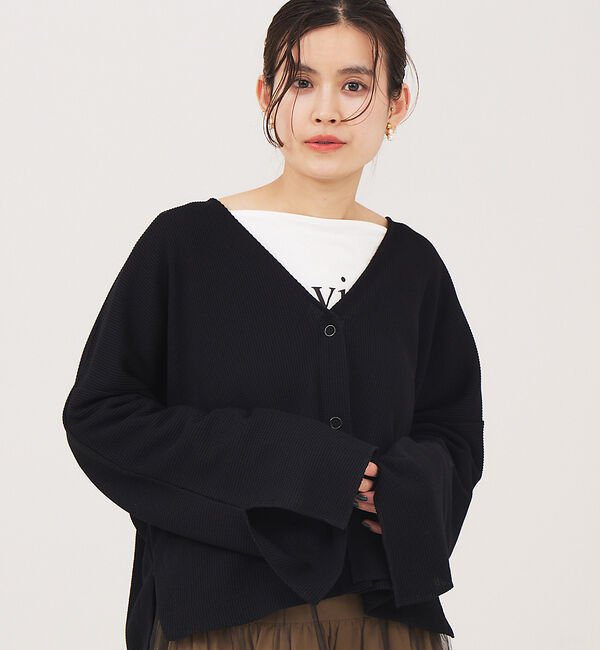 Rouge vif「ワッフルカーディガン」|カーディガン|ブラック