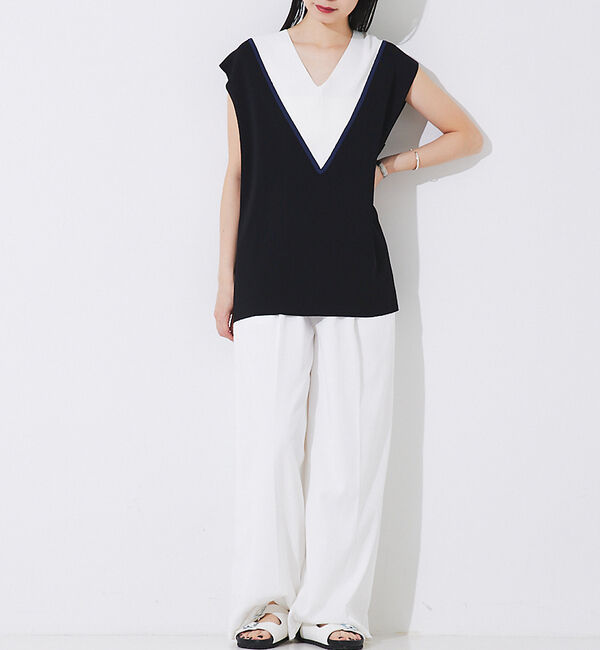 Rouge vif「Ｖネックニットベスト」|ベスト・ジレ|