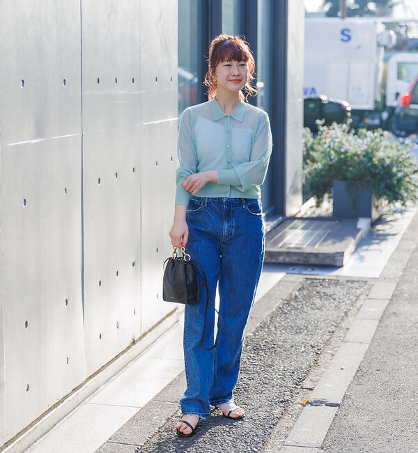 Rouge vif「【セットアップ対応】シアー格子リブニットカーディガン」|カーディガン|