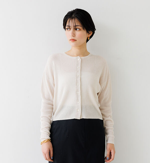 Rouge vif「布帛コンビシアーリブカーディガン」|カーディガン|
