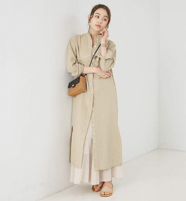 Rouge vif「麻混長袖シャツワンピース」|ワンピース|