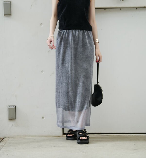 Rouge vif「針抜きリブシアーメタリックニットスカート」|スカート|