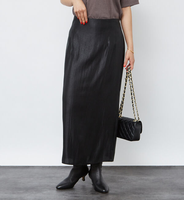 Rouge vif「【3サイズ展開】ソフトグリッターＩラインスカート」|スカート|ブラック