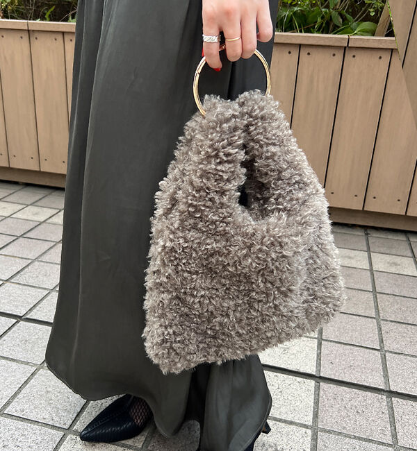 Rouge vif「【HELEN MOORE/ヘレンムーア】リングハンドエコファーバッグ」|ハンドバッグ|グレージュ