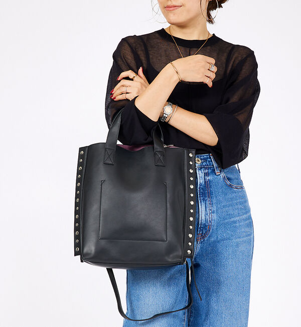 Rouge vif「【cheek/チーク】2WAY トートバッグ / リベット / フェイクレザー」|トートバッグ|ブラック