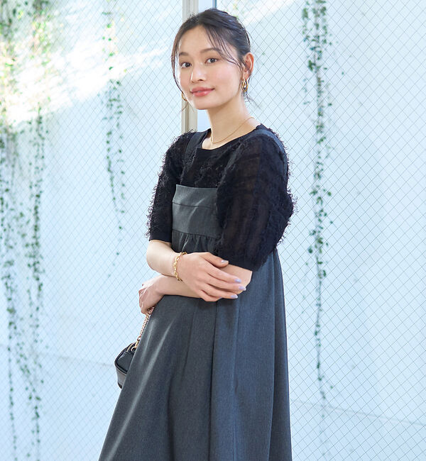 Rouge vif「シアーフリンジニット フレンチプルオーバー」|ニット・セーター|