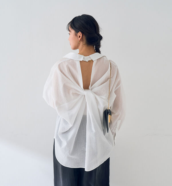 Rouge vif「【新色登場】バックツイストピンストシャツ」|シャツ・ブラウス|