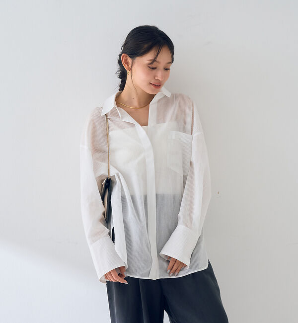 Rouge vif「【新色登場】バックツイストピンストシャツ」|シャツ・ブラウス|