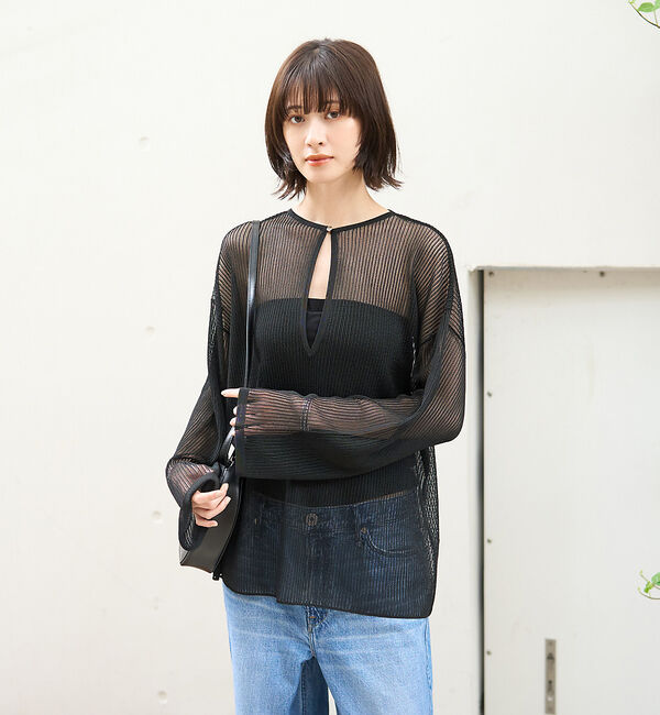 Rouge vif「スキッパー風透かしメッシュニット」|ニット・セーター|