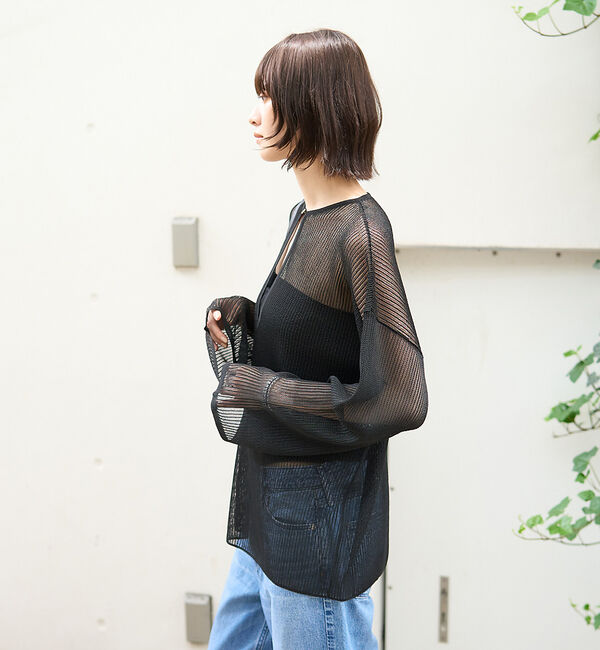 Rouge vif「スキッパー風透かしメッシュニット」|ニット・セーター|