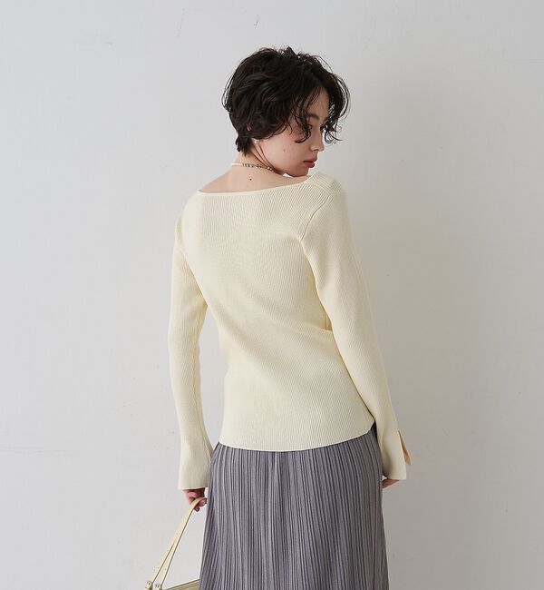 Rouge vif「【一部店舗限定】ドレープスリットスリーブリブニット」|ニット・セーター|