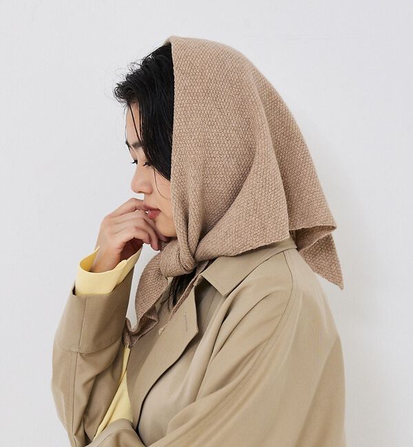 Rouge vif「【WILLIAM BRUNTON/ウィリアム ブラントン】ヘッドスカーフ」|マフラー|ダークベージュ