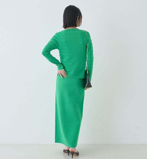 Rouge vif「【セットアップ対応】スクエアネックボーダー柄ニットカーディガン/プルオーバー」|カーディガン|